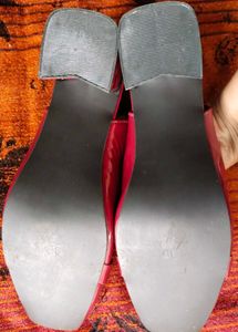 Maroon Slingback Flats with Buckle Detail