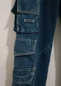 Blue Denim Cargo Pants