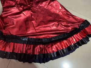 Shiny Red &amp; Black Ruffled Dress