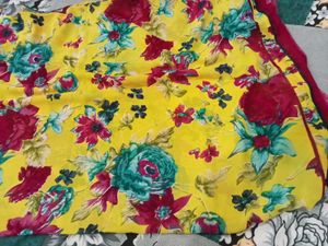 Vibrant Floral Yellow Saree