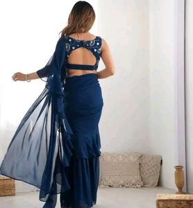 Blue Saree with Designer Blouse