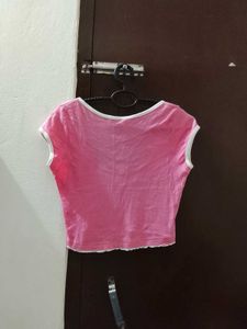 Pink Cropped Tee with Sparkly Accents