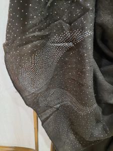 Elegant Brown Scarf with Rhinestones