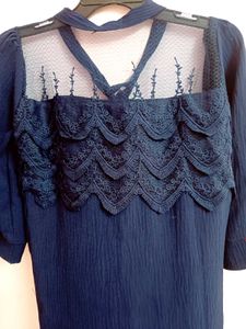 Navy Lace Top