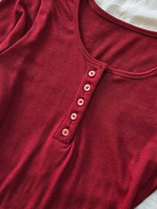 Blood Red Ribbed Top