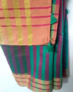 Elegant Maroon &amp; Green Silk Saree