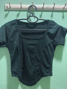 Stylish Dark Green Cropped Top