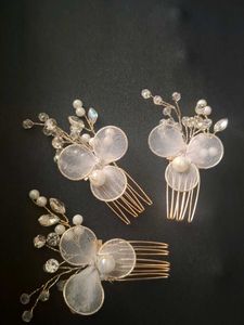 Elegant Pearl & Crystal Hair Combs Set