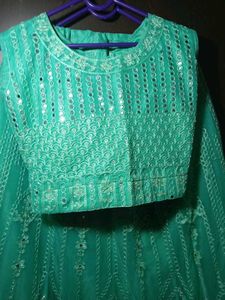 Stunning Green Embroidered Lehenga Choli Set
