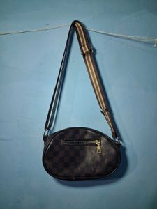 2 Stylish Brown Checkered Crossbody Bag combo