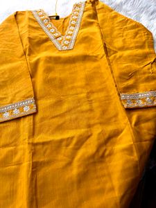 Mustard Yellow Kurta  with Embellishments pant
