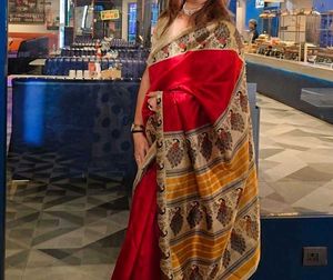 Elegant Red Silk Saree with Designer Blouse