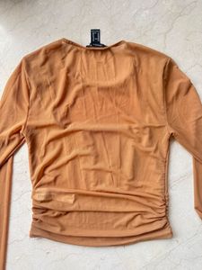 Sheer Corset Detail Long Sleeve Top