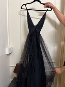 Elegant Black Tulle Evening Gown