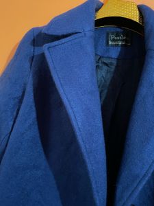 Vibrant Blue Wool Blend Coat Length-39 inches