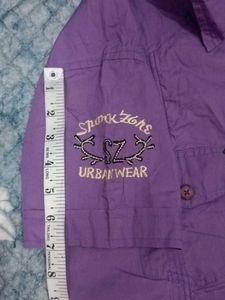 Purple Short Sleeve Button-Up Shirt