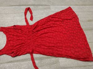 Chic Red Textured Mini Dress