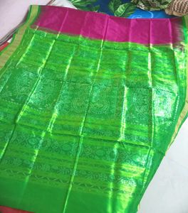 Sambalpuri Half tissue Pink Pata Saree (odisha)