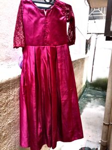 Elegant Maroon Lace Gown