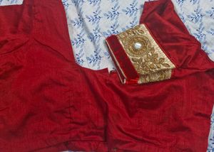 Red Embroidered Sadar Mekhela Saree
