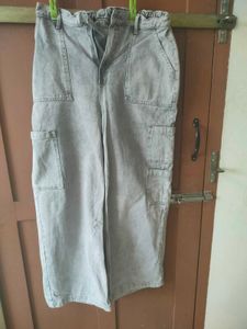 ZudioGray Wide-Leg Cargo Pants