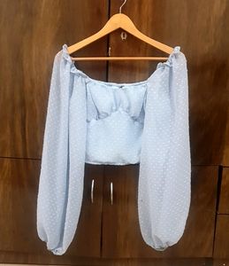 Unused M SIZE 34 Bust Sky-blue Crop Top