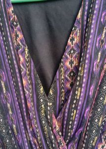Boho Maxi Dress with Metallic Print