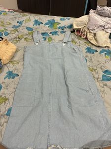 Blue Striped Pinafore Dress