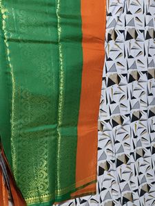 Saree Banarasi elegant Orange &amp; Green