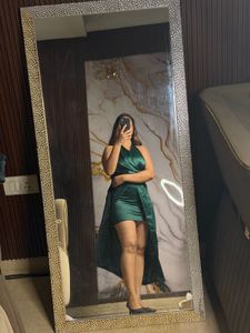 Elegant Emerald Green Wrap Dress