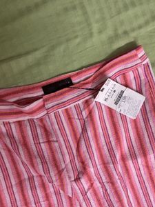 ZARA Pink Striped Wide Leg Trousers