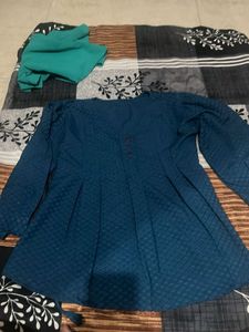 Teal Textured Kurta