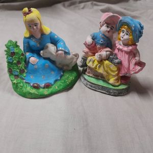 COMBO 2 Clay Idols Figurines Decorative Accessories Gift Showpiece Home Decor Clay Art Clay Dolls Matir Putul Disney Cartoon Decor Table Decor Romantic Love Decor Gifts For Couple
