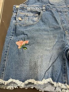 Floral Embroidered Denim Overalls