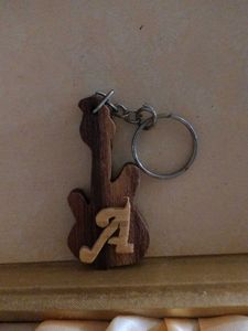 Wooden A letter Guitar Keychain