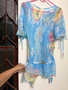 y2k pinteresty vintage asymmetrical floral top🌸