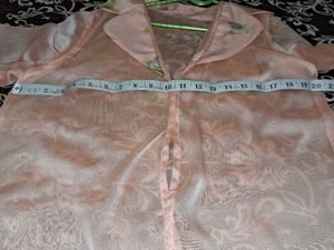 Sheer Peach Embroidered Kimono/Robe