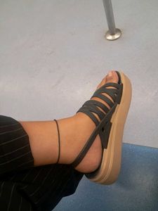 Stylish Black Strappy Flat Sandals