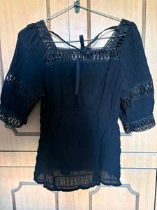 Elegant Black Top with Lace Detail