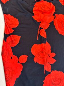 Black Rose Print Spaghetti Strap Dress