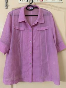 Pink Button-Up Collared Shirt