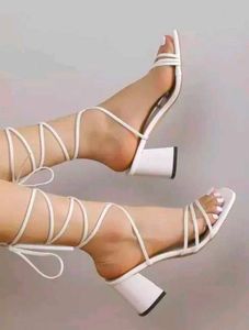 White Lace-Up Heels