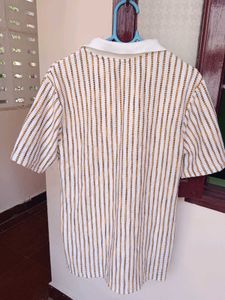 Striped Polo Neck Top