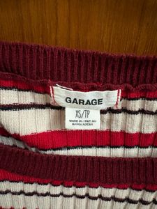 Garage Striped Cropped Long Sleeve Top