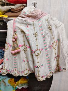 Beautiful lehnga with flowers multi colour