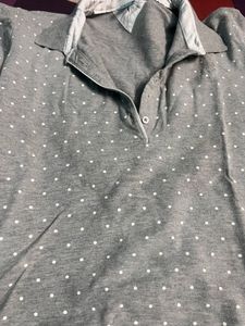 Gray Polka Dot Polo Shirt