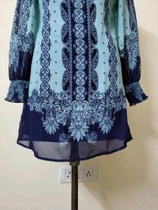 Blue Paisley Sheer Dress