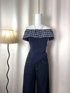 Off-Shoulder Plaid Top