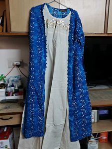 Blue &amp; White Printed Maxi Dress