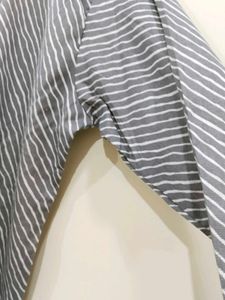 Grey Striped Cotton Kurta